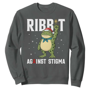 Resist Frog AIDS Awareness Christmas Sweatshirt Funny Portland Activist Meme HIV Support Red Ribbon TS14 Dark Heather Print Your Wear