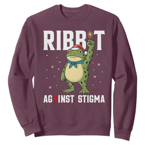 Resist Frog AIDS Awareness Christmas Sweatshirt Funny Portland Activist Meme HIV Support Red Ribbon TS14 Maroon Print Your Wear