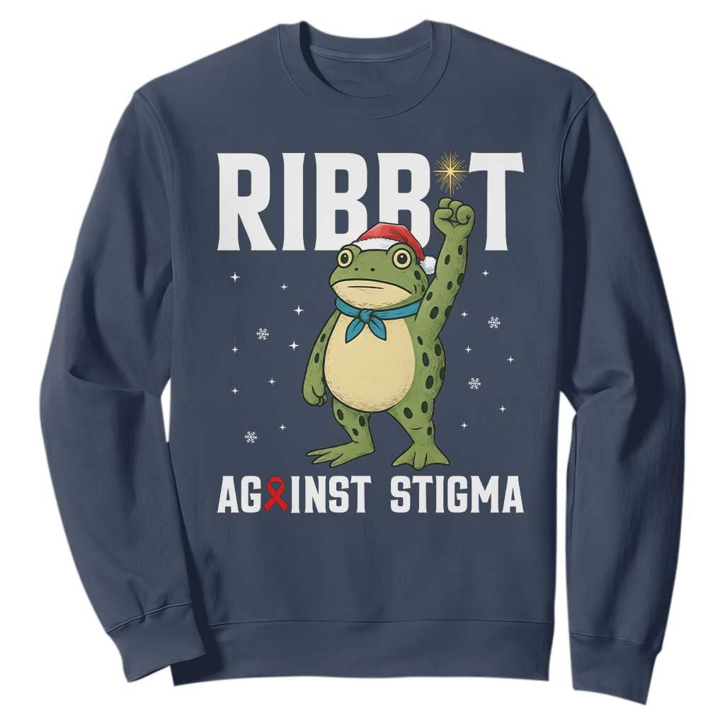 Resist Frog AIDS Awareness Christmas Sweatshirt Funny Portland Activist Meme HIV Support Red Ribbon TS14 Navy Print Your Wear