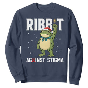 Resist Frog AIDS Awareness Christmas Sweatshirt Funny Portland Activist Meme HIV Support Red Ribbon TS14 Navy Print Your Wear