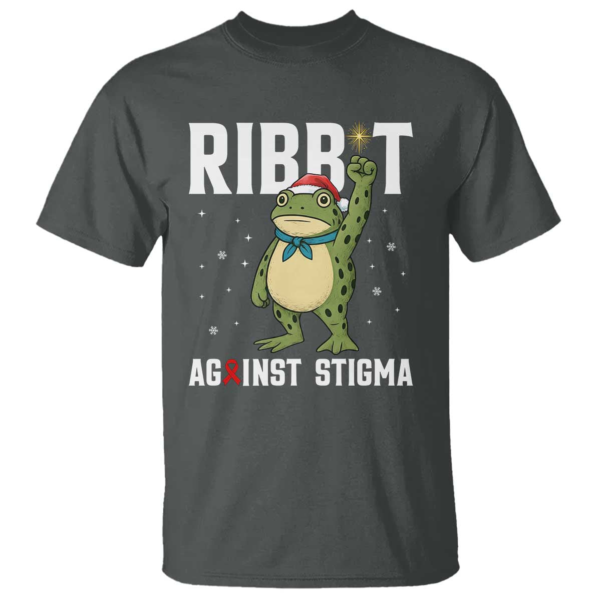 Resist Frog AIDS Awareness Christmas T Shirt Funny Portland Activist Meme HIV Support Red Ribbon TS14 Dark Heather Print Your Wear