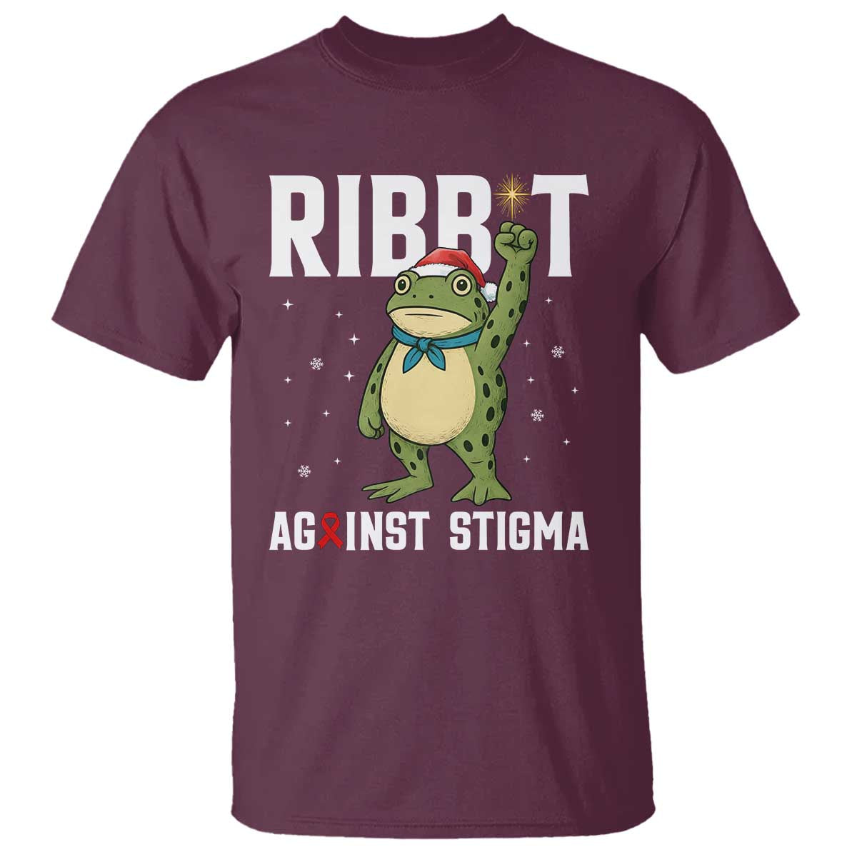Resist Frog AIDS Awareness Christmas T Shirt Funny Portland Activist Meme HIV Support Red Ribbon TS14 Maroon Print Your Wear