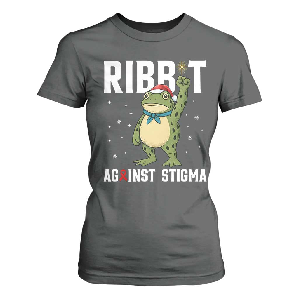 Resist Frog AIDS Awareness Christmas T Shirt For Women Funny Portland Activist Meme HIV Support Red Ribbon TS14 Dark Heather Print Your Wear