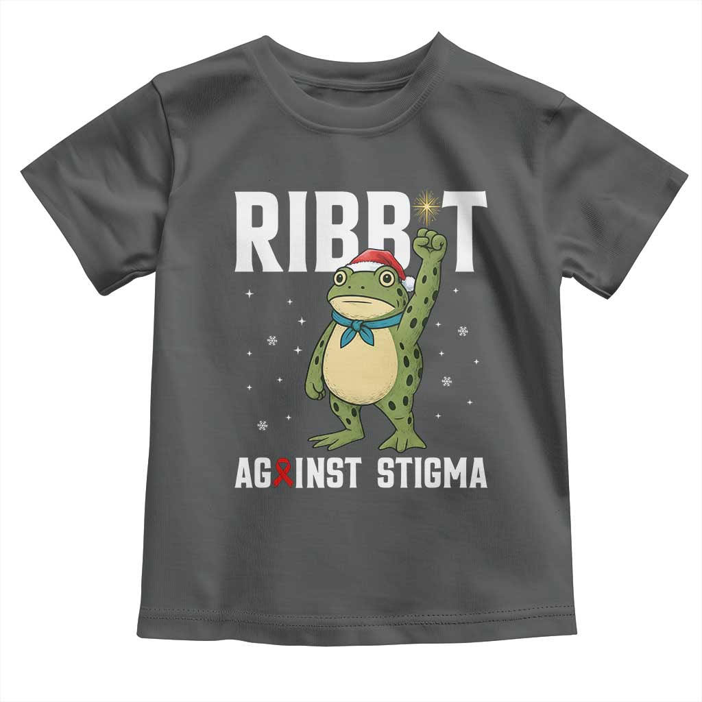 Resist Frog AIDS Awareness Christmas Toddler T Shirt Funny Portland Activist Meme HIV Support Red Ribbon TS14 Dark Heather Print Your Wear