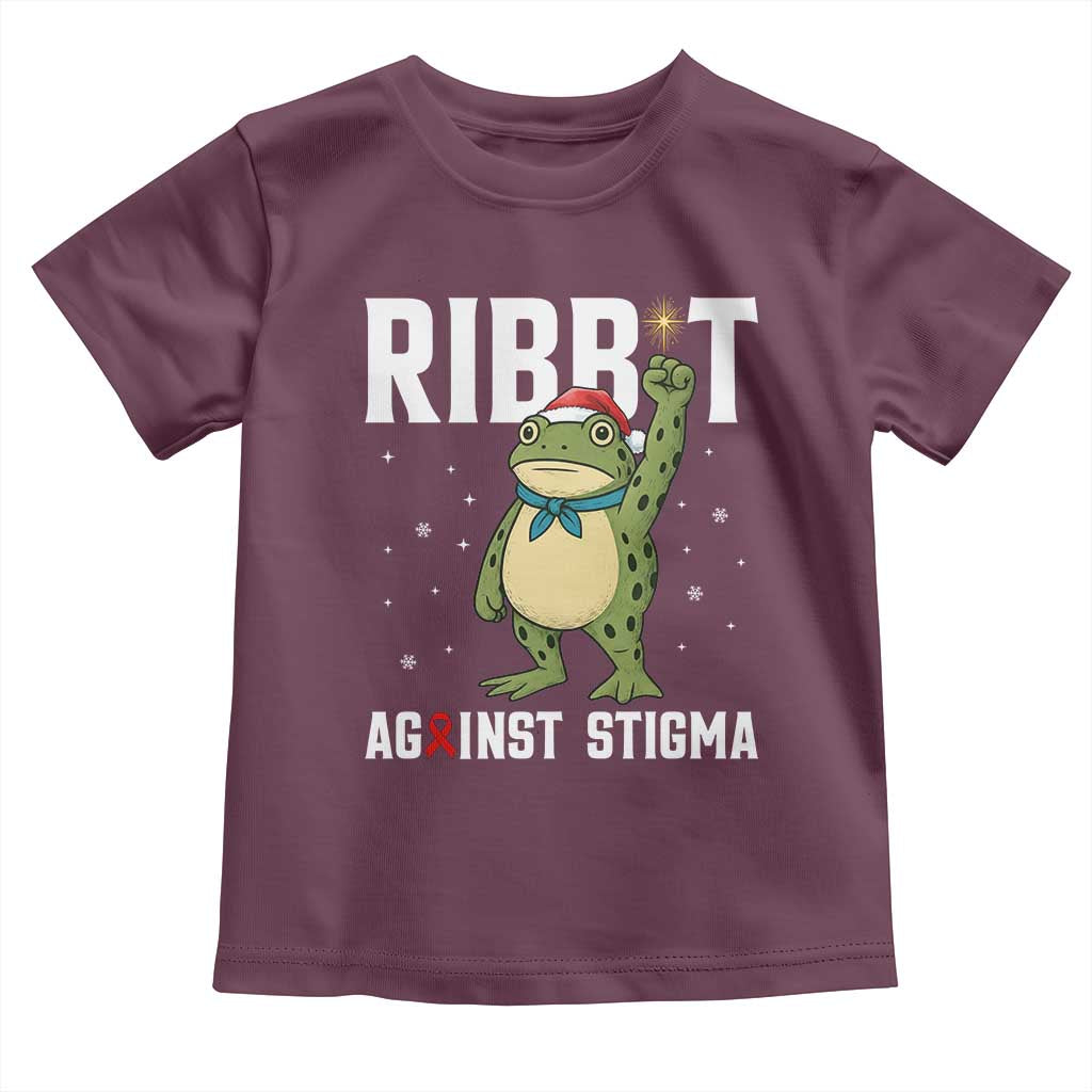 Resist Frog AIDS Awareness Christmas Toddler T Shirt Funny Portland Activist Meme HIV Support Red Ribbon TS14 Maroon Print Your Wear