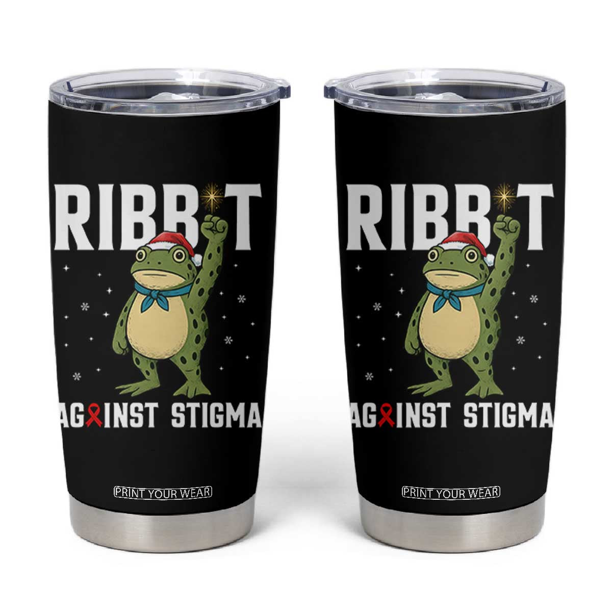 Resist Frog AIDS Awareness Christmas Tumbler Cup Funny Portland Activist Meme HIV Support Red Ribbon - Print Your Wear