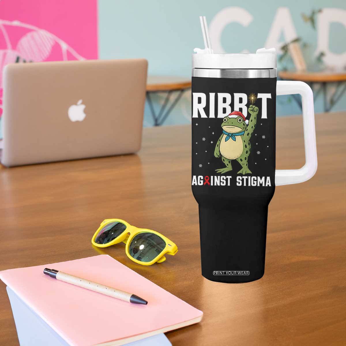 Resist Frog AIDS Awareness Christmas Tumbler With Handle Funny Portland Activist Meme HIV Support Red Ribbon TS14 Print Your Wear