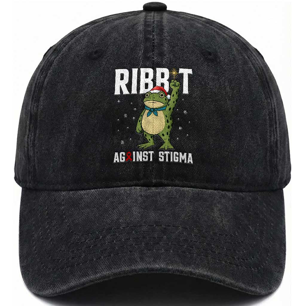 Resist Frog AIDS Awareness Christmas Washed Cotton Baseball Cap Funny Portland Activist Meme HIV Support Red Ribbon TS14 Washed Cap Universal Fit Black Print Your Wear