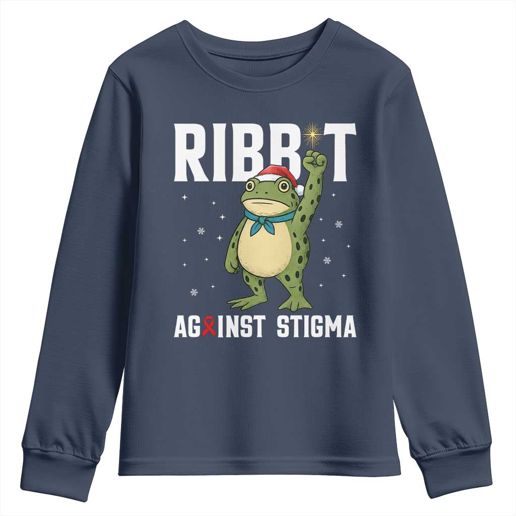 Resist Frog AIDS Awareness Christmas Youth Sweatshirt Funny Portland Activist Meme HIV Support Red Ribbon TS14 Navy Print Your Wear