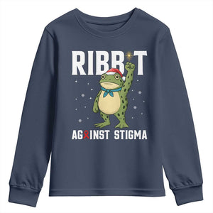 Resist Frog AIDS Awareness Christmas Youth Sweatshirt Funny Portland Activist Meme HIV Support Red Ribbon TS14 Navy Print Your Wear