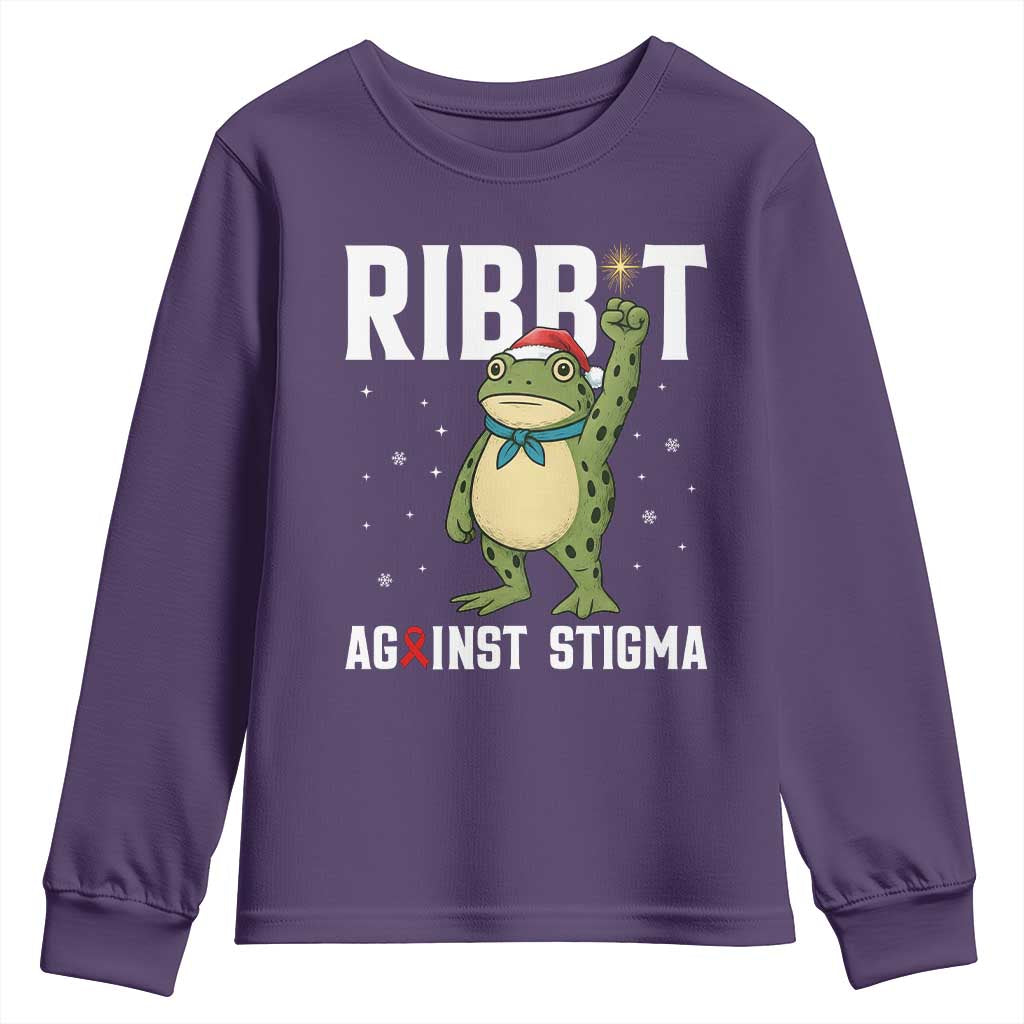 Resist Frog AIDS Awareness Christmas Youth Sweatshirt Funny Portland Activist Meme HIV Support Red Ribbon TS14 Purple Print Your Wear