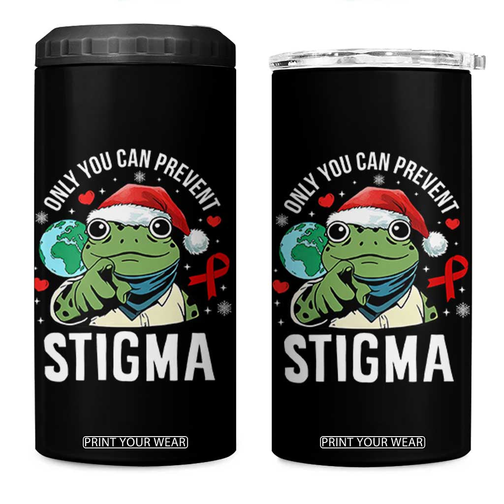 Resist Frog AIDS Awareness Christmas 4 in 1 Can Cooler Tumbler Only You Can Prevent Stigma - Print Your Wear