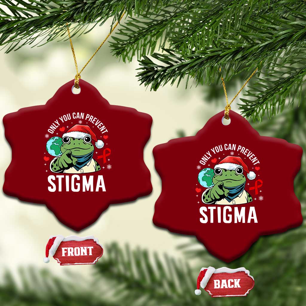 Resist Frog AIDS Awareness Xmas Ceramic Ornament Only You Can Prevent Stigma - Print Your Wear