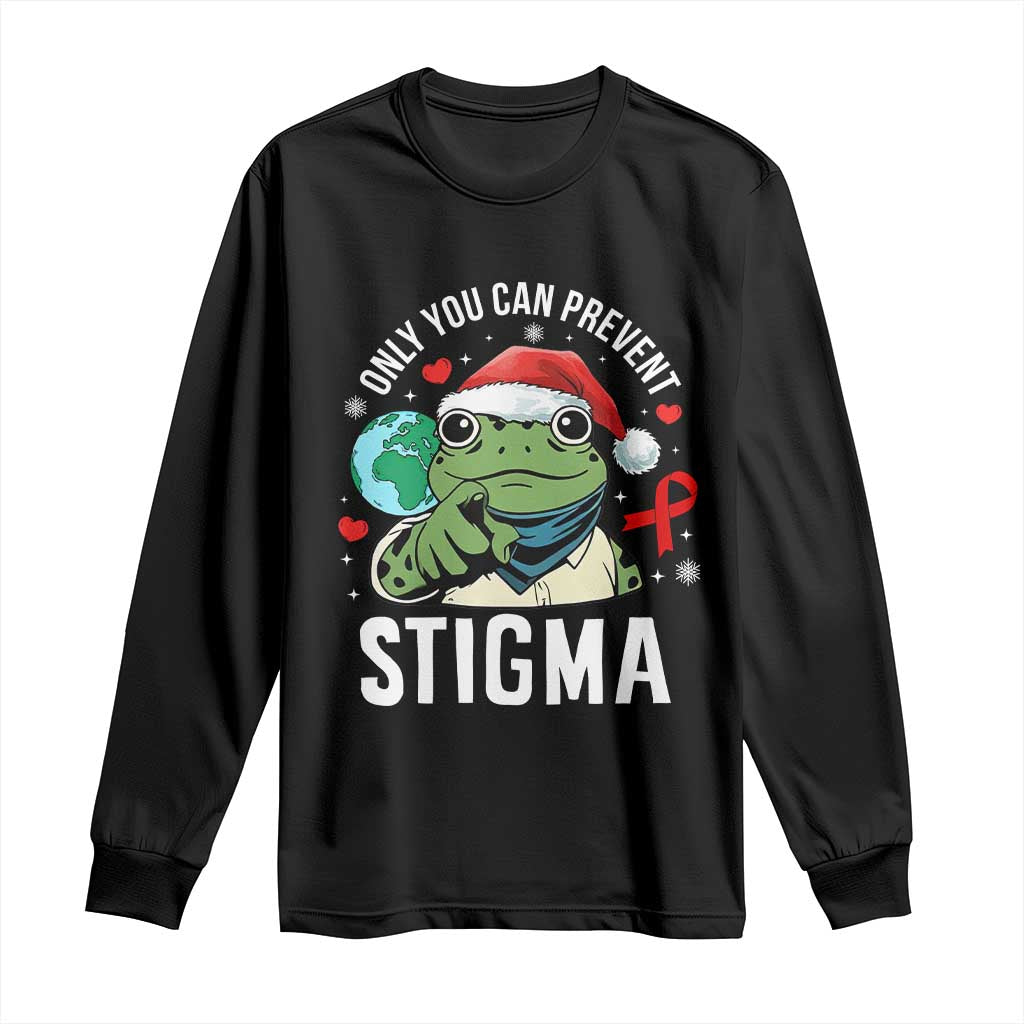 Resist Frog AIDS Awareness Christmas Long Sleeve Shirt Only You Can Prevent Stigma - Print Your Wear