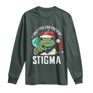 Resist Frog AIDS Awareness Christmas Long Sleeve Shirt Only You Can Prevent Stigma TS14 Dark Forest Green Print Your Wear