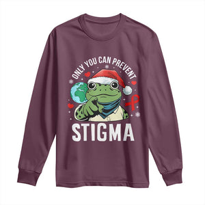 Resist Frog AIDS Awareness Christmas Long Sleeve Shirt Only You Can Prevent Stigma TS14 Maroon Print Your Wear