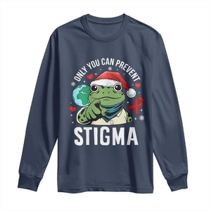 Resist Frog AIDS Awareness Christmas Long Sleeve Shirt Only You Can Prevent Stigma TS14 Navy Print Your Wear