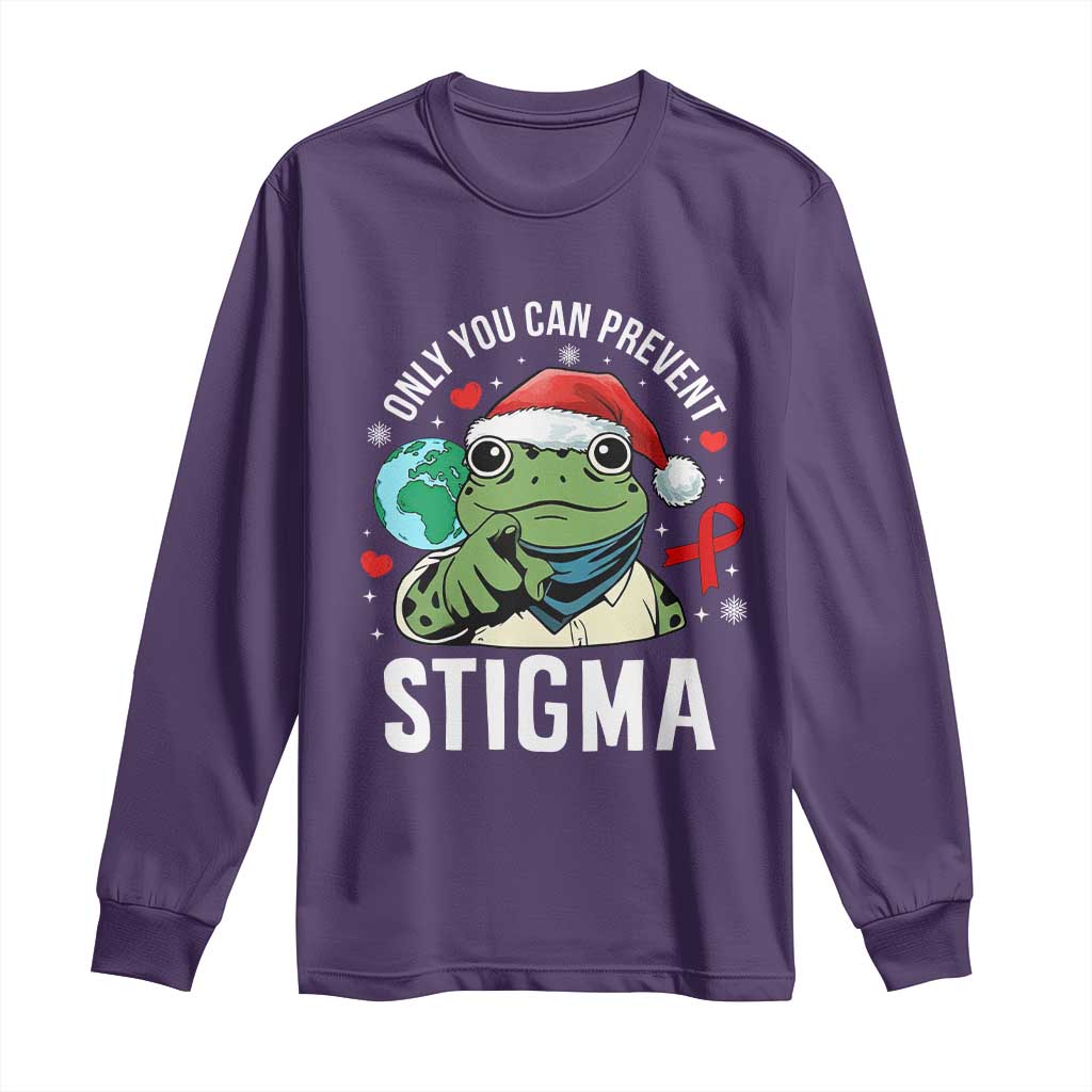Resist Frog AIDS Awareness Christmas Long Sleeve Shirt Only You Can Prevent Stigma TS14 Purple Print Your Wear