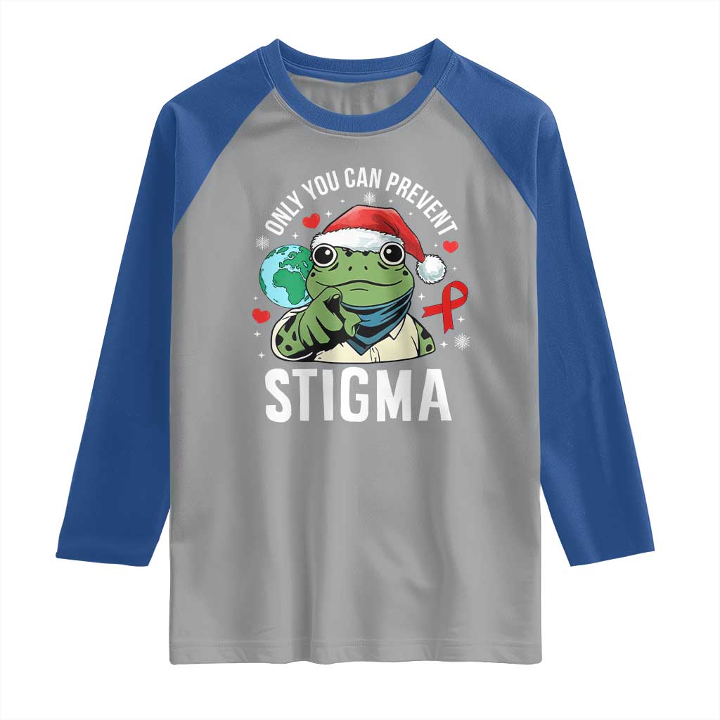 Resist Frog AIDS Awareness Christmas Raglan Shirt Only You Can Prevent Stigma TS14 Sport Gray Royal Print Your Wear