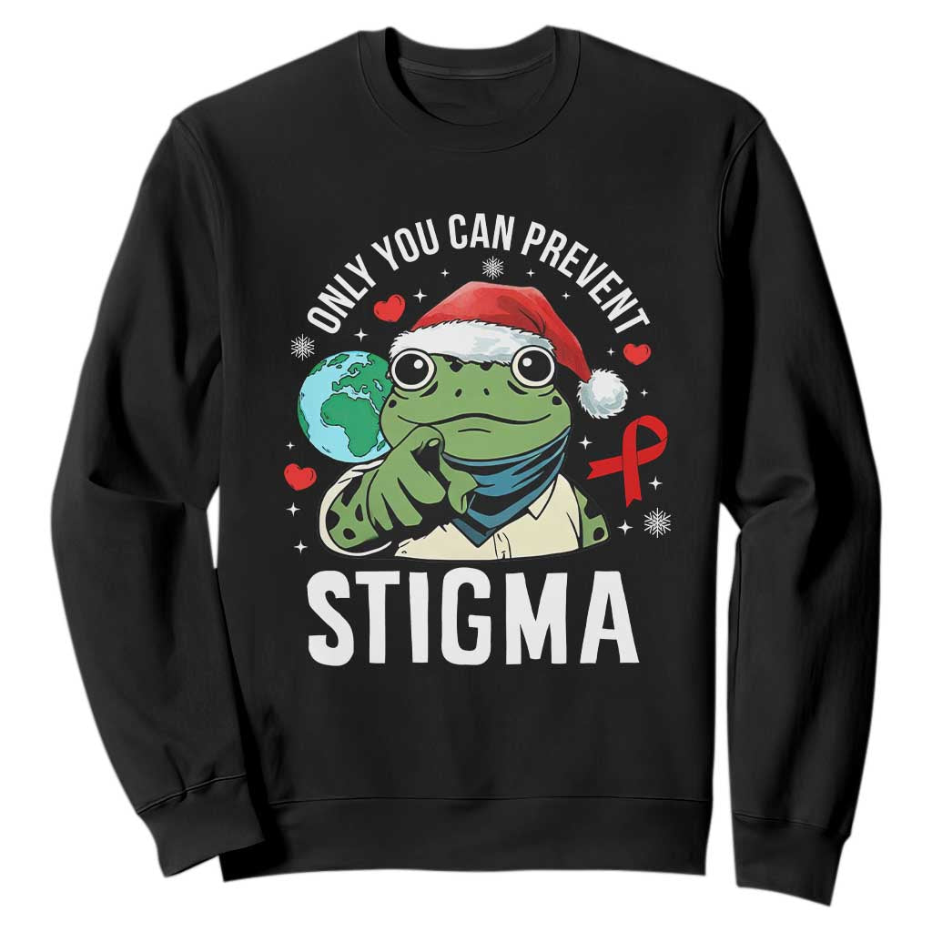 Resist Frog AIDS Awareness Christmas Sweatshirt Only You Can Prevent Stigma - Print Your Wear
