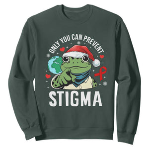 Resist Frog AIDS Awareness Christmas Sweatshirt Only You Can Prevent Stigma TS14 Dark Forest Green Print Your Wear