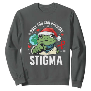 Resist Frog AIDS Awareness Christmas Sweatshirt Only You Can Prevent Stigma TS14 Dark Heather Print Your Wear