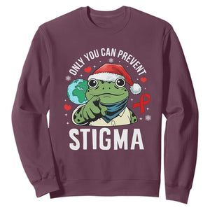 Resist Frog AIDS Awareness Christmas Sweatshirt Only You Can Prevent Stigma TS14 Maroon Print Your Wear