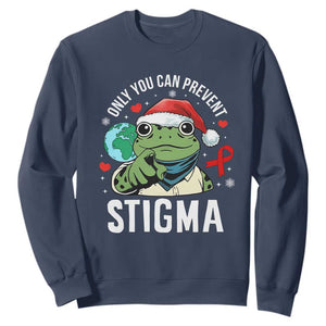 Resist Frog AIDS Awareness Christmas Sweatshirt Only You Can Prevent Stigma TS14 Navy Print Your Wear