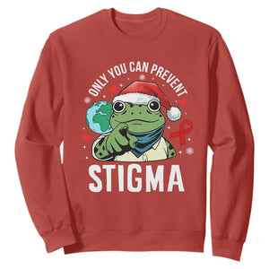 Resist Frog AIDS Awareness Christmas Sweatshirt Only You Can Prevent Stigma TS14 Red Print Your Wear