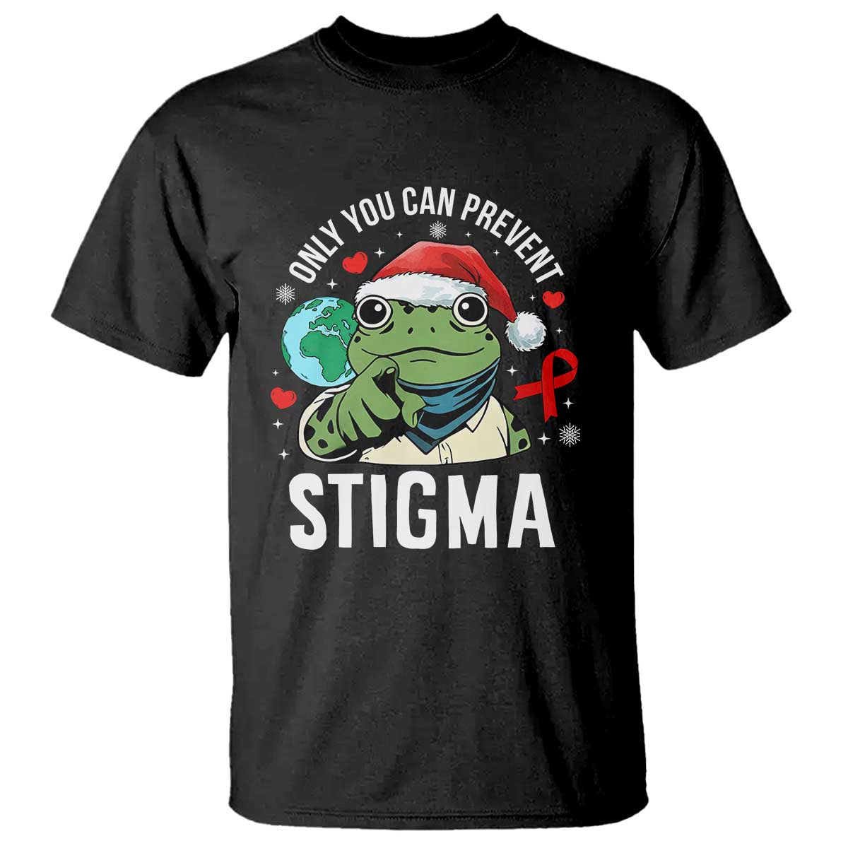 Resist Frog AIDS Awareness Christmas T Shirt Only You Can Prevent Stigma TS14 Black Print Your Wear