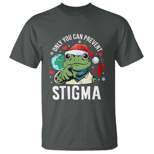 Resist Frog AIDS Awareness Christmas T Shirt Only You Can Prevent Stigma TS14 Dark Heather Print Your Wear