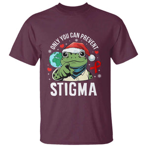Resist Frog AIDS Awareness Christmas T Shirt Only You Can Prevent Stigma TS14 Maroon Print Your Wear