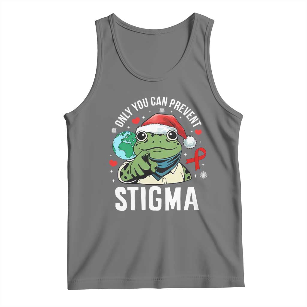 Resist Frog AIDS Awareness Christmas Tank Top Only You Can Prevent Stigma TS14 Black Heather Print Your Wear