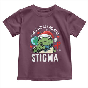 Resist Frog AIDS Awareness Christmas Toddler T Shirt Only You Can Prevent Stigma TS14 Maroon Print Your Wear