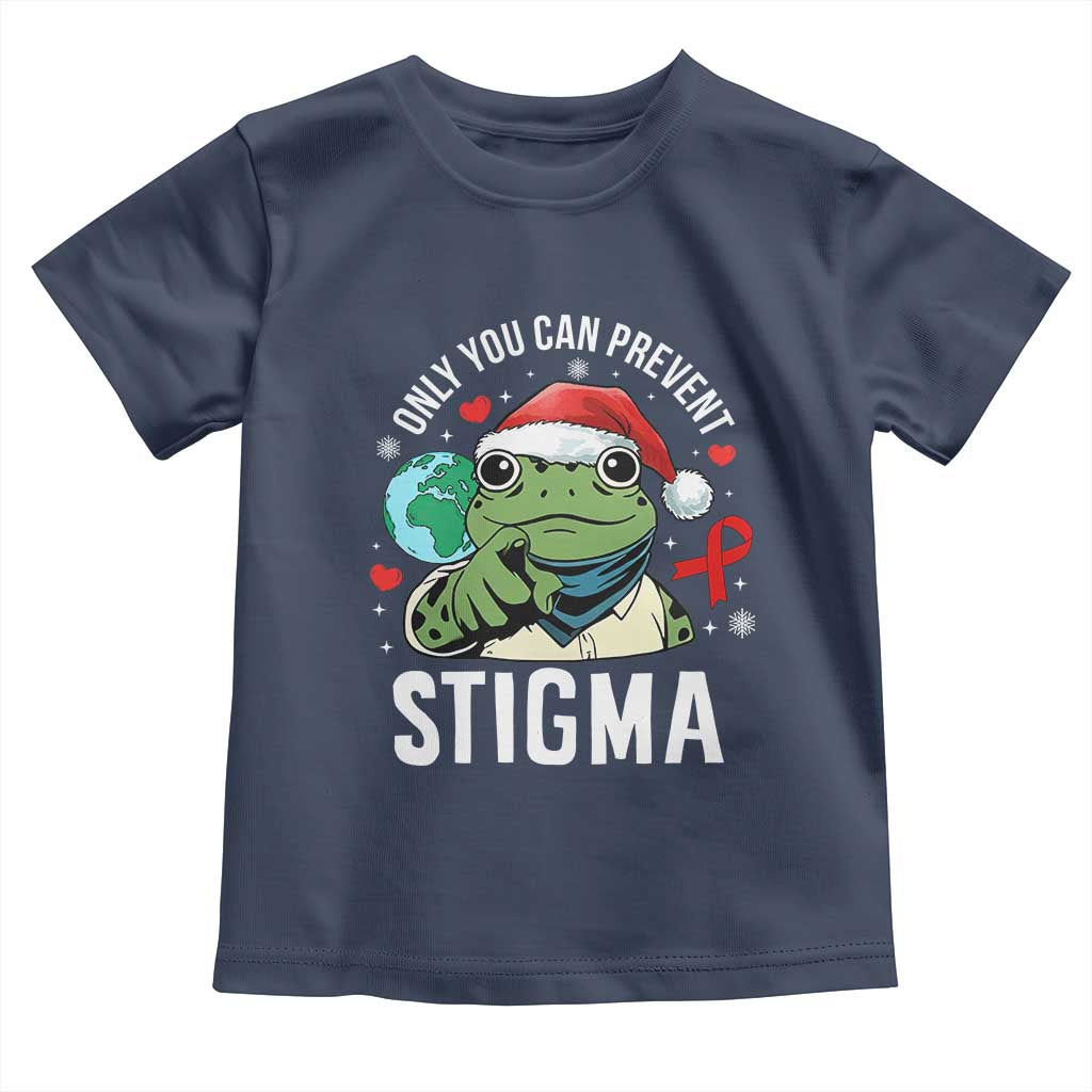 Resist Frog AIDS Awareness Christmas Toddler T Shirt Only You Can Prevent Stigma TS14 Navy Print Your Wear