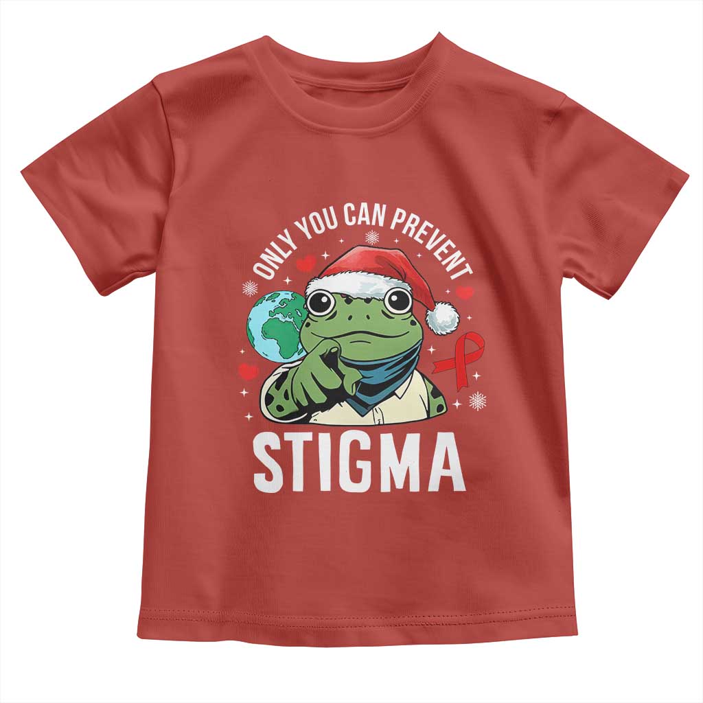 Resist Frog AIDS Awareness Christmas Toddler T Shirt Only You Can Prevent Stigma TS14 Red Print Your Wear