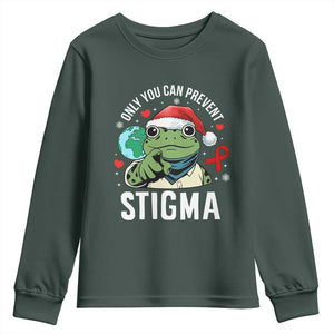 Resist Frog AIDS Awareness Christmas Youth Sweatshirt Only You Can Prevent Stigma TS14 Dark Forest Green Print Your Wear