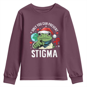 Resist Frog AIDS Awareness Christmas Youth Sweatshirt Only You Can Prevent Stigma TS14 Maroon Print Your Wear