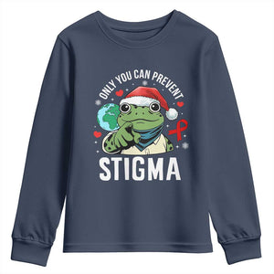 Resist Frog AIDS Awareness Christmas Youth Sweatshirt Only You Can Prevent Stigma TS14 Navy Print Your Wear