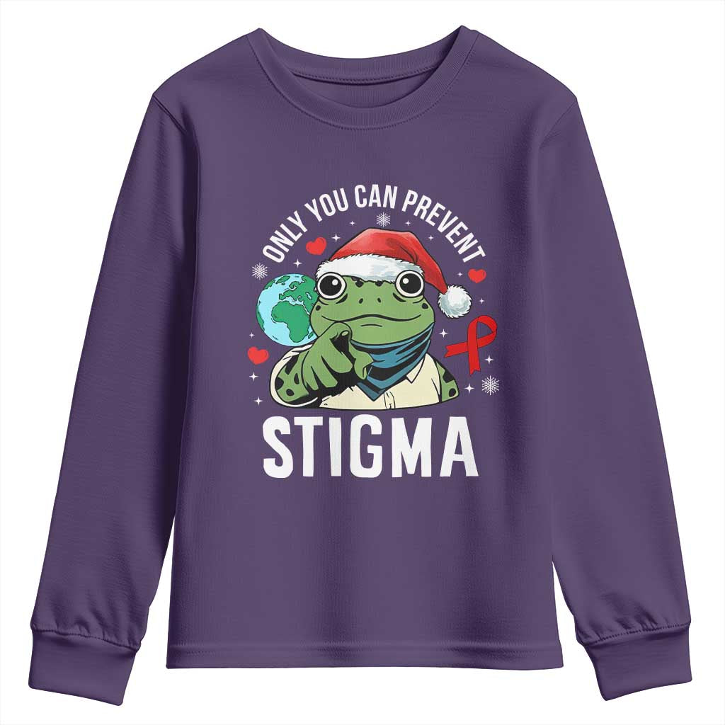 Resist Frog AIDS Awareness Christmas Youth Sweatshirt Only You Can Prevent Stigma TS14 Purple Print Your Wear