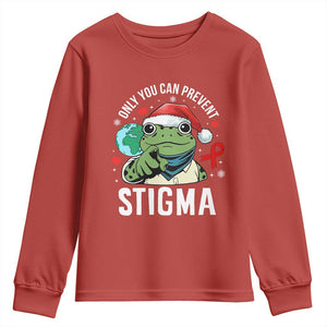 Resist Frog AIDS Awareness Christmas Youth Sweatshirt Only You Can Prevent Stigma TS14 Red Print Your Wear