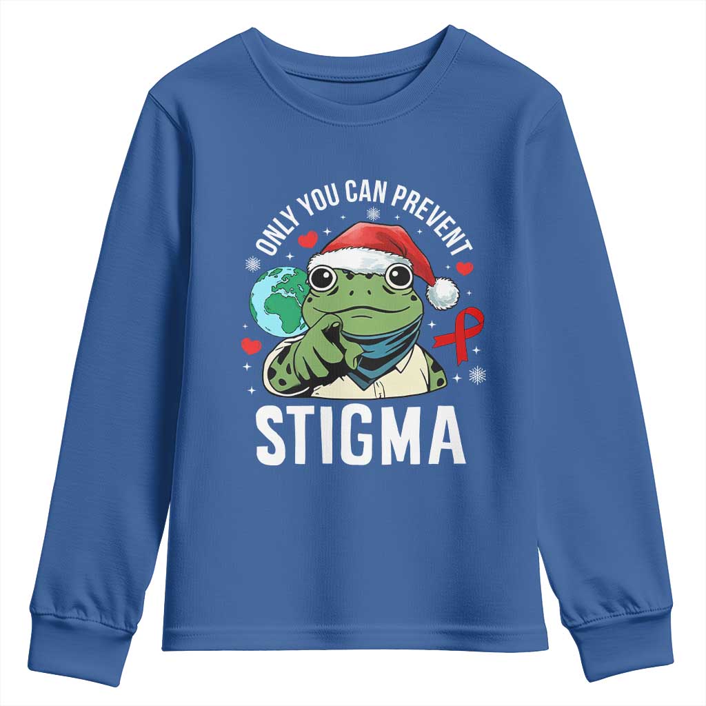 Resist Frog AIDS Awareness Christmas Youth Sweatshirt Only You Can Prevent Stigma TS14 Royal Blue Print Your Wear