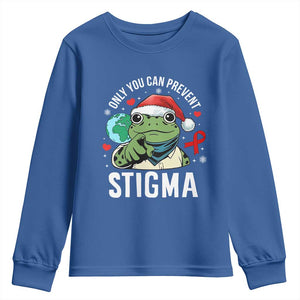 Resist Frog AIDS Awareness Christmas Youth Sweatshirt Only You Can Prevent Stigma TS14 Royal Blue Print Your Wear