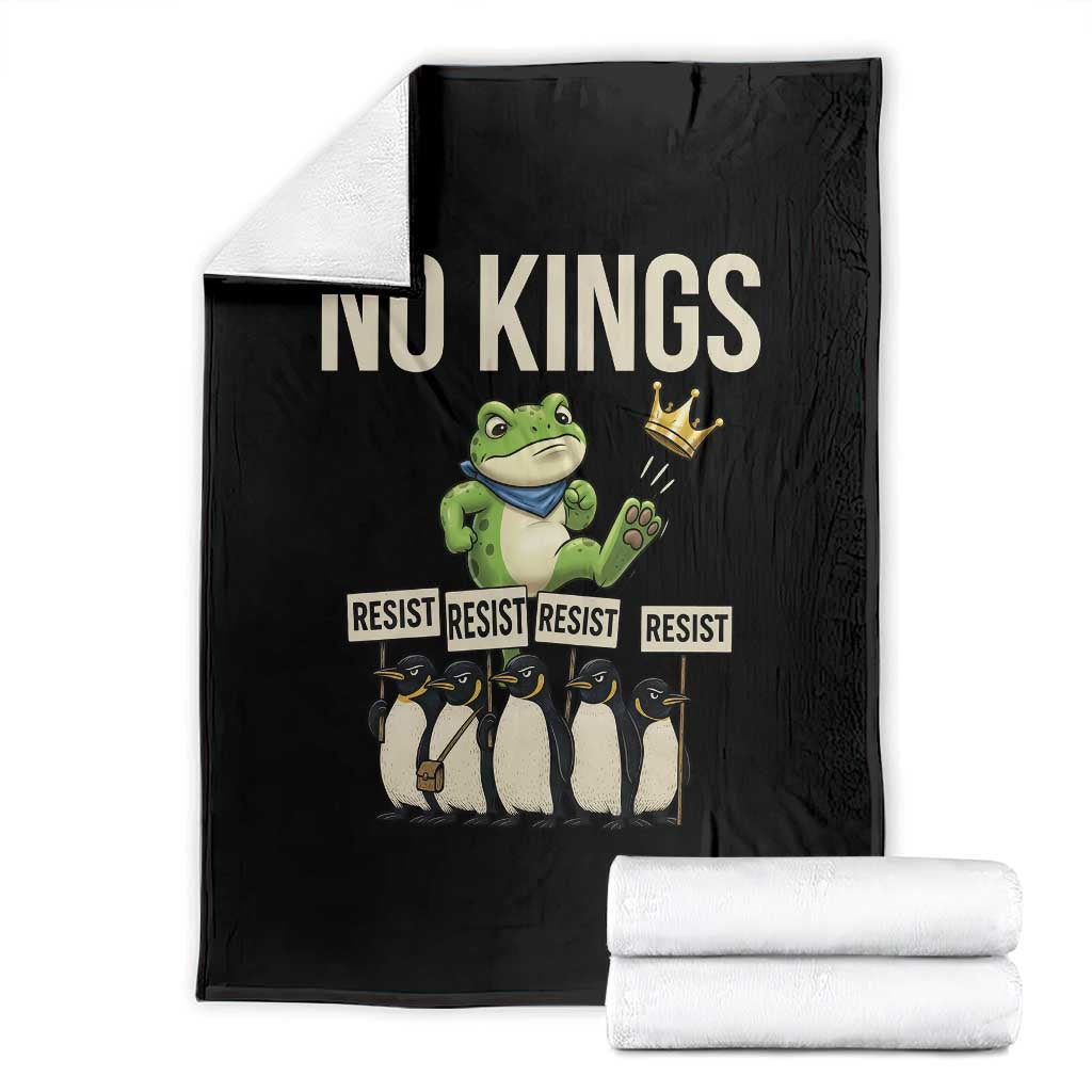 Resist Frog Throw Blanket No Kings Funny Portland Protest ICE Activist Meme TS14 Black Print Your Wear