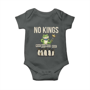 Resist Frog Baby Onesie No Kings Funny Portland Protest ICE Activist Meme TS14 Dark Heather Print Your Wear