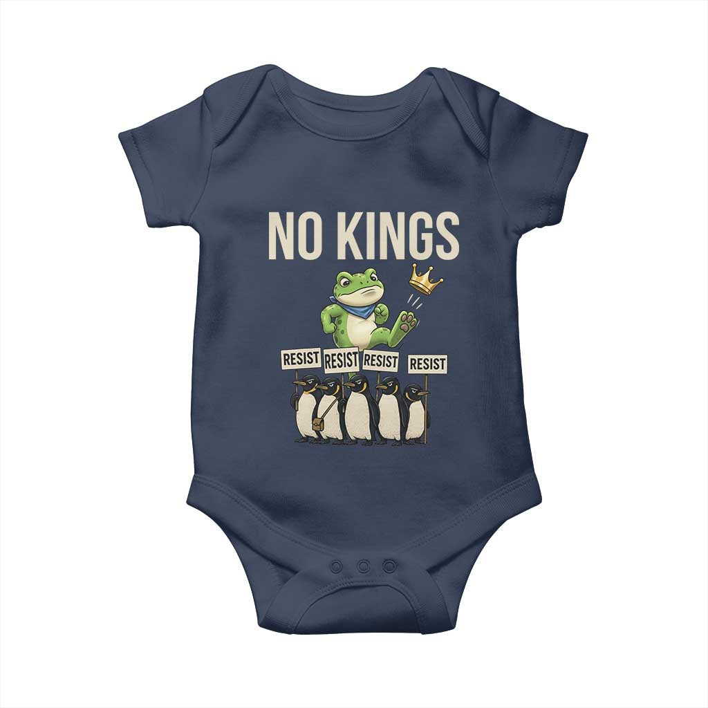 Resist Frog Baby Onesie No Kings Funny Portland Protest ICE Activist Meme TS14 Navy Print Your Wear