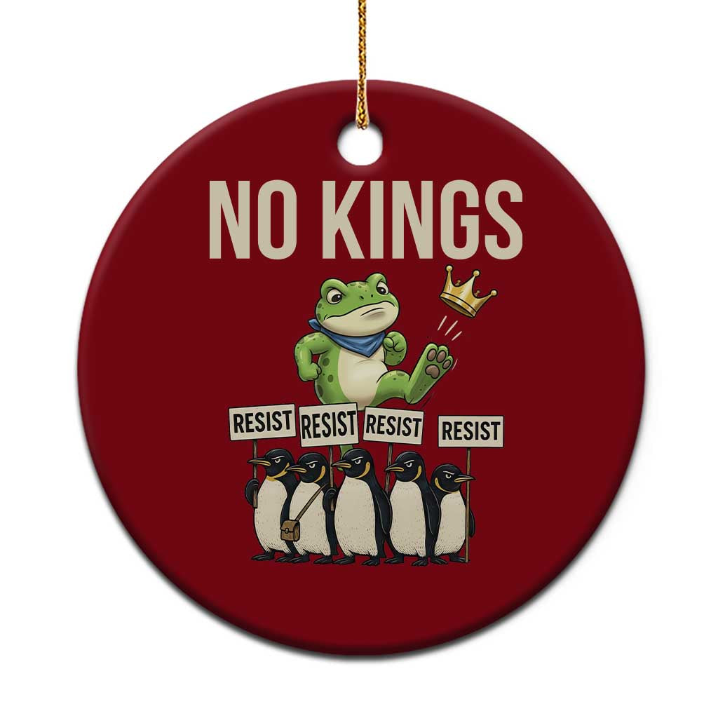 Resist Frog Ceramic Ornament No Kings Funny Portland Protest ICE Activist Meme - Print Your Wear