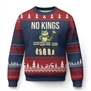 Resist Frog Ugly Christmas Sweater No Kings Funny Portland Protest ICE Activist Meme TS14 Navy Red Print Your Wear