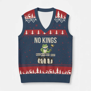 Resist Frog V-Neck Knit Sweater Vest No Kings Funny Portland Protest ICE Activist Meme - Print Your Wear