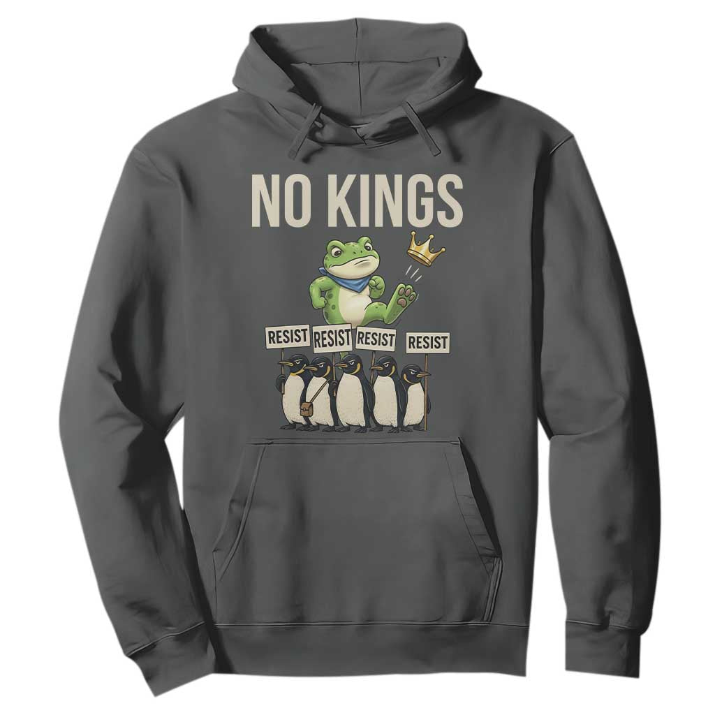Resist Frog Hoodie No Kings Funny Portland Protest ICE Activist Meme TS14 Dark Heather Print Your Wear